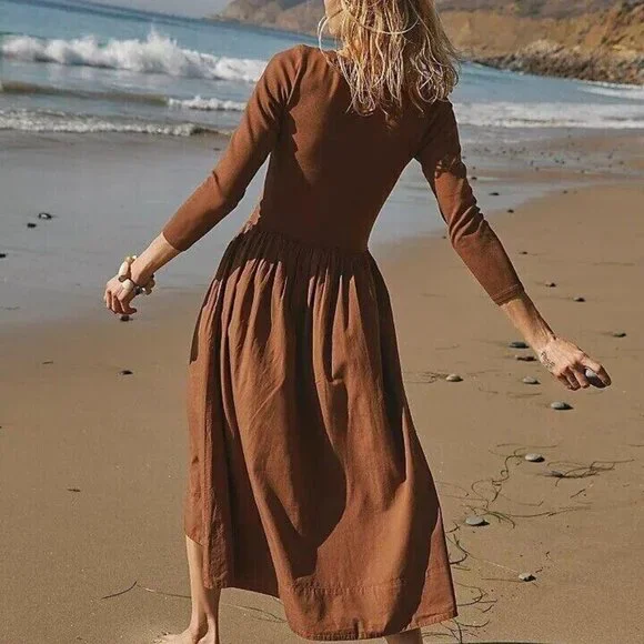 Free People Brown Midi Dress - Picture 3 of 3